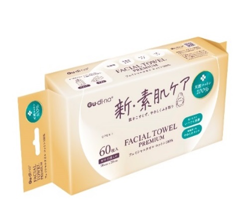 【６０個セット】【１ケース分】 青山通商 グディナ フェイシャルタオルプレミアム 新・素肌ケア 使い捨てタイプ(60枚入)×６０個セット　１ケース分