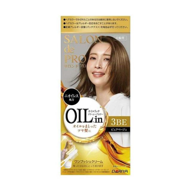 【１０個セット】 ダリヤ サロンドプロ オイルリッチクリーム ヘアカラー 白髪用 ピュアベージュ3BE(56g+44g)×１０個セット