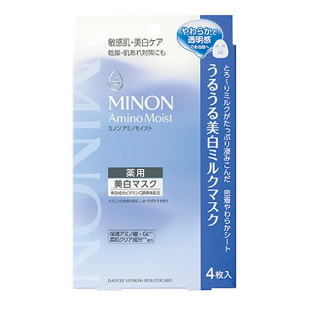 【１０個セット】 第一三共ヘルスケア ミノン アミノモイスト 薬用 うるうる美白ミルクマスク(4枚入)×１０個セット