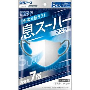 【８０個セット】【１ケース分】 快適ガード 息スーハーマスク(5枚入)×８０個セット　１ケース分