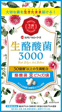 【１０個セット】 ミナミヘルシーフーズ 生酪酸菌3000(60カプセル)×１０個セット【mor】【ご注文後発送までに2週間前後頂戴する場合がございます】※軽減税率対象品