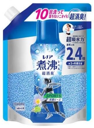 【５個セット】 レノア 煮沸レベル消臭 抗菌ビーズ SPORTS クールリフレッシュ＆シトラス 詰替(1040mL)×５個セット