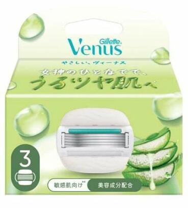 【１０個セット】 P&amp;G ジレット ヴィーナス うるツヤ肌 敏感肌むけ 5枚刃 替刃(3個入)×１０個セット