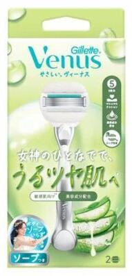 【５個仕かける】 P&G ジレット ヴィーナス うるツヤ肌 感じやすい肌むけ 5枚刃 髪剃り 保持者(1仕かける)×５個仕かける