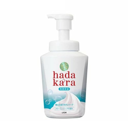 【１２個セット】【１ケース分】 ライオン ハダカラ ボディソープ 泡で出てくるタイプ クリーミーソープの香り 本体(550ml)×１２個セット　１ケース分