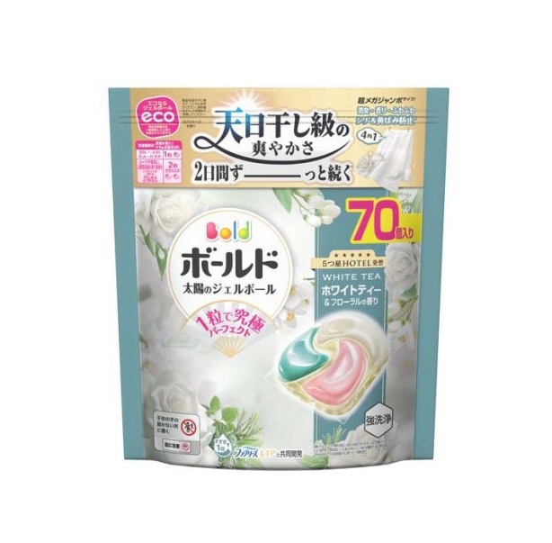 【５個セット】 P&G ボールド 洗濯洗剤 ジェルボール 4in1 ホワイトティー&フローラル つめかえ(70個入)×５個セット