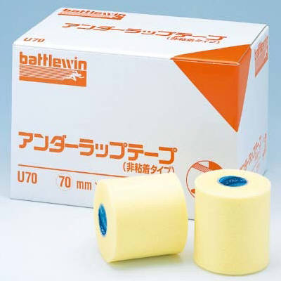【５個セット】 ニチバン　バトルウィンアンダーラップテープ（非粘着タイプ）　7cm×25m　U70　1箱（12巻入）×５個セット