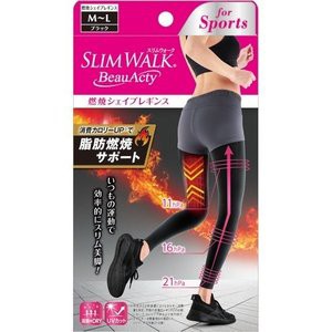 【３個セット】 スリムウォーク ビューアクティ 燃焼シェイプレギンス スポーツ用 ブラック M-L 1足入×３個セット 【k】【ご注文後発送までに1週間前後頂戴する場合がございます】【t-2】の通販は