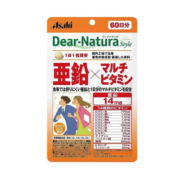 【２０個セット】 アサヒ デイアナチュラスタイル 亜鉛×マルチビタミン(60粒)×２０個セット ※軽減税率対象品