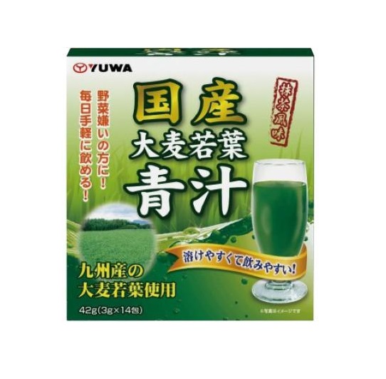 【２４個セット】【１ケース分】 ユーワ 国産大麦若葉青汁(3g×14包)×２４個セット　１ケース分※軽減税率対象品