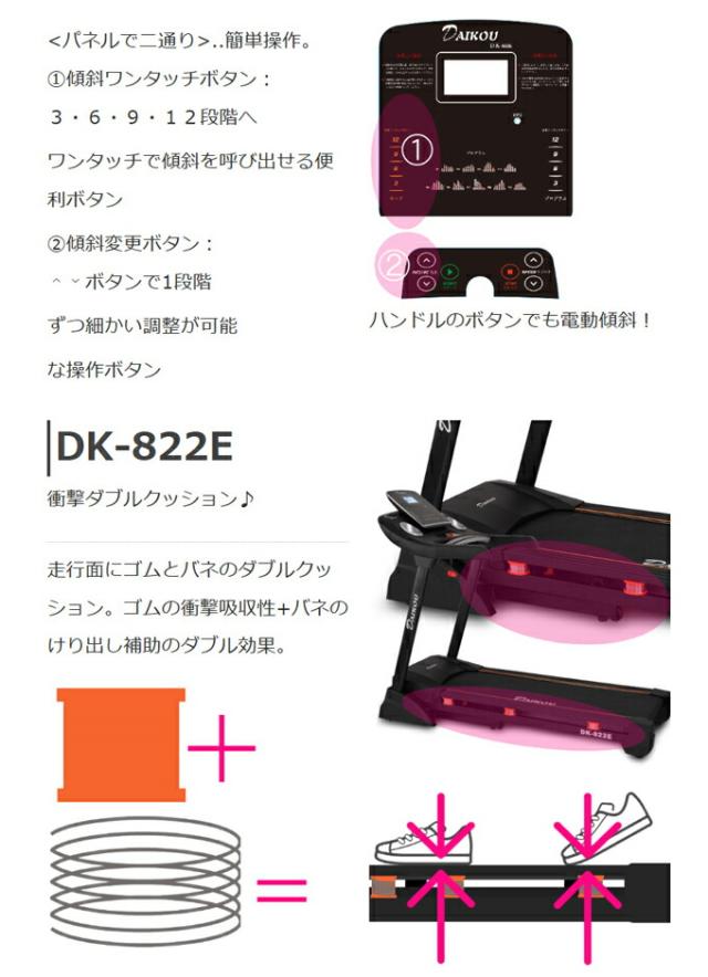 DAIKOU DK-822E ランニングマシン max16km/h 傾斜調整 【公式通販】
