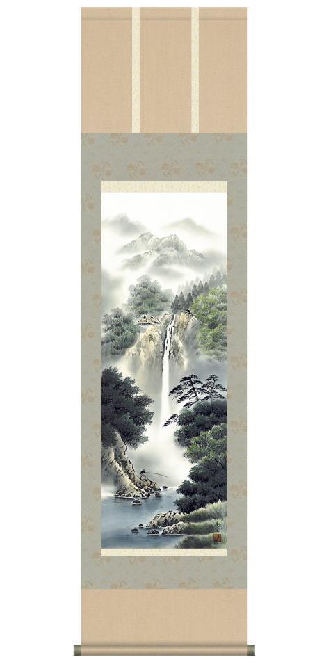 掛け軸 開運 渓谷 滝 送料無料  【開運掛軸　「幽山渓谷」 鈴村秀山　筆】【送料無料】 渓谷美 金運財運 上昇 祈願 開運掛軸 日本製 mate