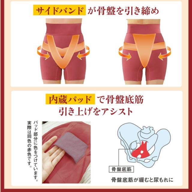 【あったかメディカルコツバンサポーター(2枚セット)】 【メール便 送料無料】尿漏れ 尿もれ 頻尿 対策 パンツ ガードル 内蔵パッド 骨盤底筋 引き上げ アシスト ハイウエスト 裏起毛 温かい レッド 医療機器 骨盤サポート ハンモックレース pd_6