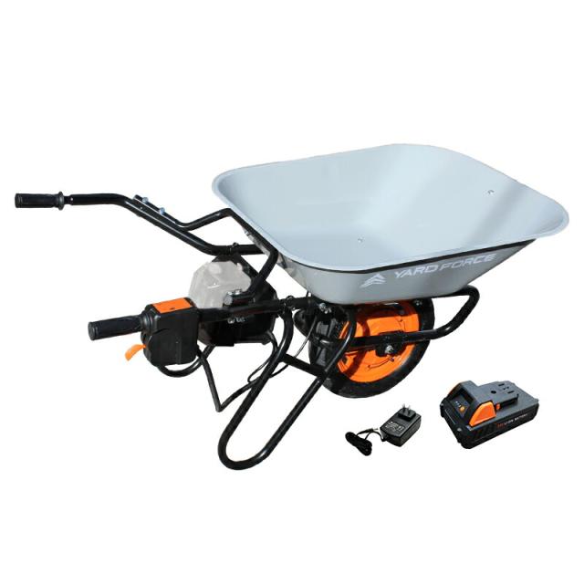 【YARD FORCE 24V電動アシスト一輪車】【送料無料】 電動 アシスト 一輪車 ネコ車 農業 運搬用 耐荷重100kg 充電式 ノーパンクタイヤ 簡単操作 運搬台車 収穫台車 ゴミ出し 米袋 台車 女性 高齢者 楽々運べる dap_1