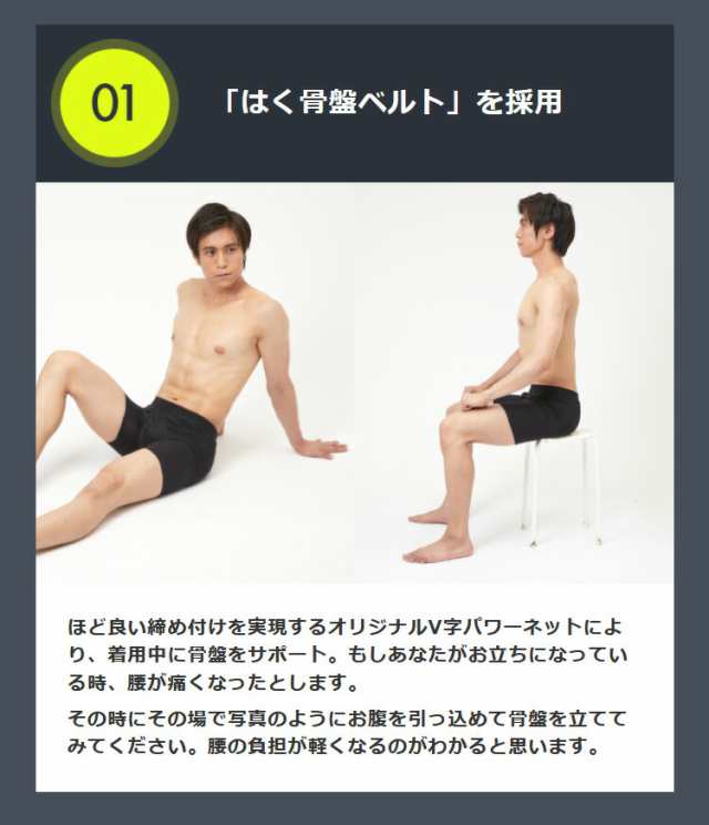 整体パンツ　腰サポーター 骨盤ベルト 男性用 骨盤パンツ　グレー 前とじ