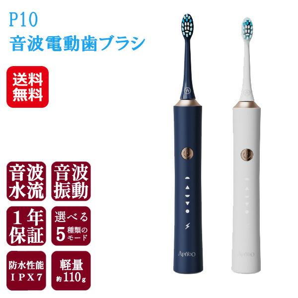 【Ｐ１０　音波電動歯ブラシ】【送料無料】 電動歯ブラシ 音波振動 毎分42000回振動 5つのモード 充電式 タイマー IPX7 防水 極細毛 歯ブラシ 電動 音波水流 歯垢除去 デンタルケア オーラルケア sl