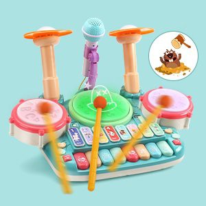 5in1楽器玩具 音楽おもちゃ ドラムおもちゃ ピアノキーボード ドラム