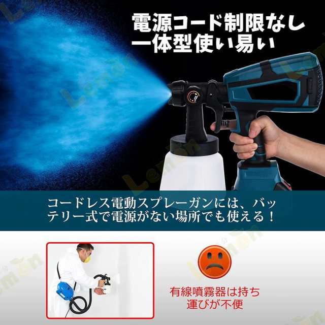 【3点フルセット】 スプレーガン 電動式スプレーガン コードレススプレーガン