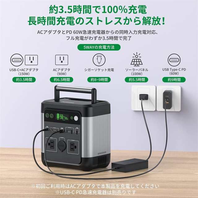 Puleida ポータブル電源 140000mAh/518Wh 家庭用蓄電池 非常用電源 純正弦波AC(600W 瞬間最大950W) PSE認証済み  PD65W出力 DC/USB出力 ソの通販はau PAY マーケット - Hanayagi shop