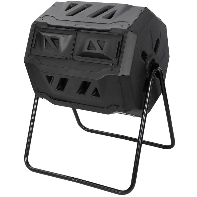 コンポスト 160L (80Ｌx２個)　大容量 ３６０度回転式コンポスター ロールコンポスター 　生ゴミ　ごみ箱 落ち葉 生ごみ処理 有機肥料 堆肥容器 家庭菜園用 取扱説明書付き、送料無料の通販は
