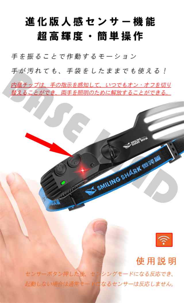 LEDヘッドライト 充電式 高輝度 ヘッドランプ LED 人感センサー 充電式