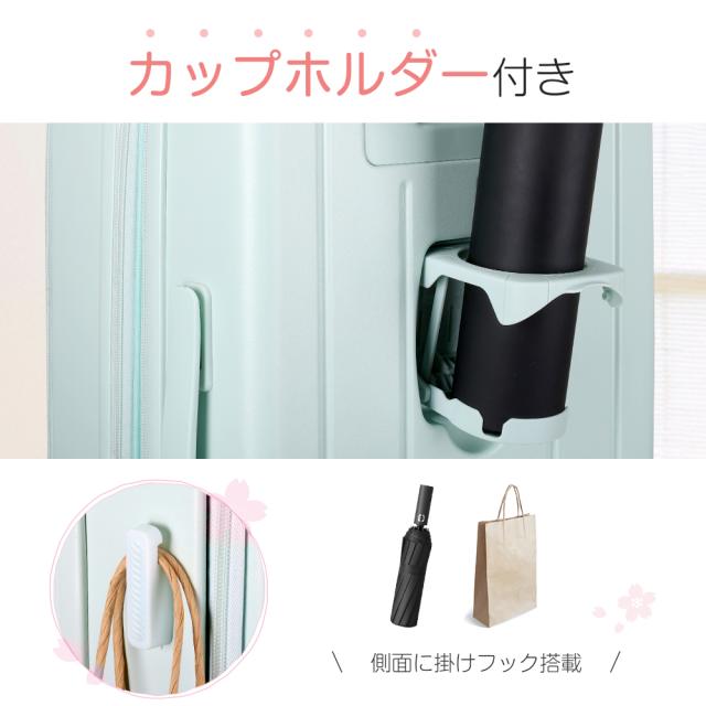 【新商品発売記念パスポートケースプレゼント】スーツケース Lサイズ 機内持ち込み フロントオープン 拡張機能付き キャリーケース 多機能 キャリーバッグ USBポート カップホルダー 静音 軽量 360度回転キャスター TSAロック_11