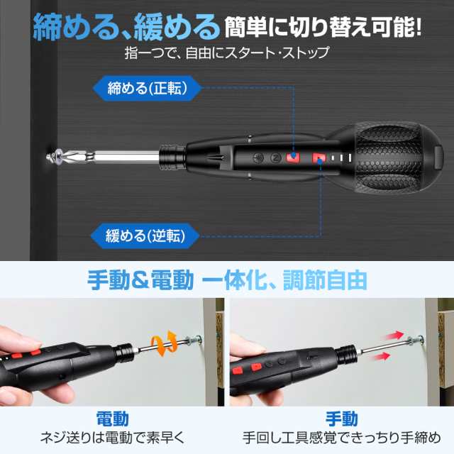 電動ドライバー 小型 ドライバー 電動 ペン型 正逆転切替 電動ドリル USB 充電式 3段階トルク調整 電子ドライバ 連続100分稼働  高輝度LEDの通販はau PAY マーケット - Cheeryshop | au PAY マーケット－通販サイト