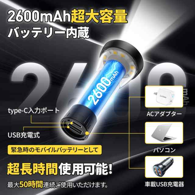 LEDフラッシュライト　18650アダプター付き