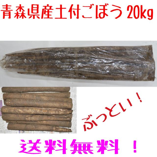 青森県産　　土付き　ごぼう　３L　２０ｋｇ　　送料無料！の通販は 7,299円