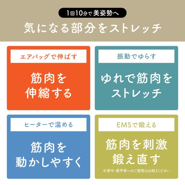肩甲骨はがし EMS 温熱ヒーター 専門家監修 しなやかさん 肩甲骨 背中 足 腰 ふくらはぎ 足裏 猫背 スマホ首 ストレートネック コリ はがし 筋トレ ストレッチ 健康 グッズ ほぐす ツボ押し はがし 指圧 ワイヤレス マッサージ ピロー マッサージ器_5