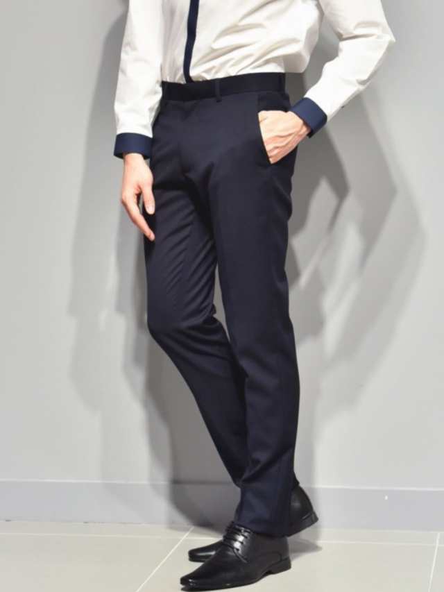 TOPMAN・トップマン」NAVY TXT SKNY TRS ボトムス メンズ スラックス