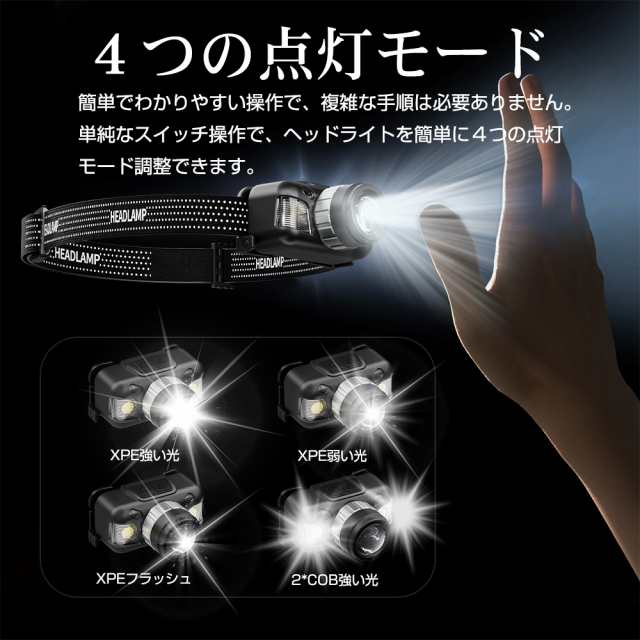 超高輝度 5200ルーメン】ヘッドライト LEDヘッドランプ LED 充電式 四