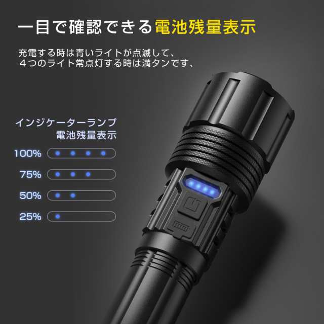 2150円 led 懐中電灯 超高輝度 5200ルーメン USB充電式 ハンディライト ワークライト COB作業灯 軍用 5モード調光 ズーム調節 大容量 軍用  強力 の通販はau PAY マーケット - ビジネスプロセス総合研究所 | au PAY マーケット－通販サイト