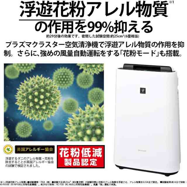 送料無料】SHARP 空気清浄機 加湿機能付 プラズマクラスター7000 KC