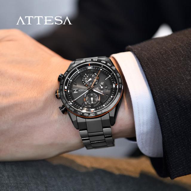 【稼働】シチズン　エコドライブ　アテッサ　チタン　電波ソーラー　腕時計　ブラック CITIZEN ATTESA電波ソーラーエコドライブ ブラックチタン