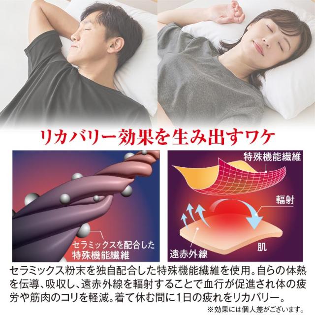 ＜着る疲労回復＞ リカバリーホームウェア 半袖+7分丈パンツ 部屋着 パジャマ くつろぎ ホームウェア メンズ レディース 一般医療機器 グレー ブラック M L LL 血行促進 疲労 軽減 ハリ コリ 就寝 リラックス ストレッチ ウエストゴム リカバリーウェア リカバリーケア 121956_2