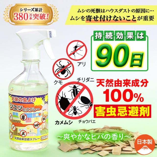 天然由来の害虫忌避剤 ヒバウッド 8本組 - 害虫忌避 虫除け 害虫駆除 虫よけスプレー クモ 蛾 カメムシ ダニ チョウバエ ハエ 蠅 アリ ムカデ 予防 防止 退治 不快害虫 対策 忌避剤 屋外 室内 天然成分 ヒバウッド_1