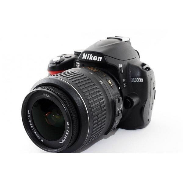 【中古】ニコン Nikon D3000 レンズキット ブラック 美品 一眼レフ SDカード付きの通販は