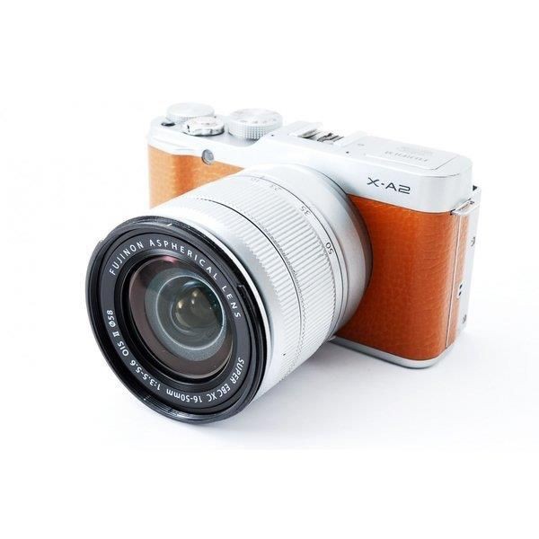 【中古】フジフィルム FUJIFILM X-A2 ブラウン レンズキット 美品 SDカード付