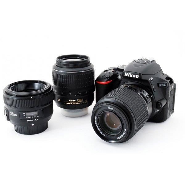 【中古】ニコン Nikon D5500 トリプルズームセット 美品 SDカードストラップ付き