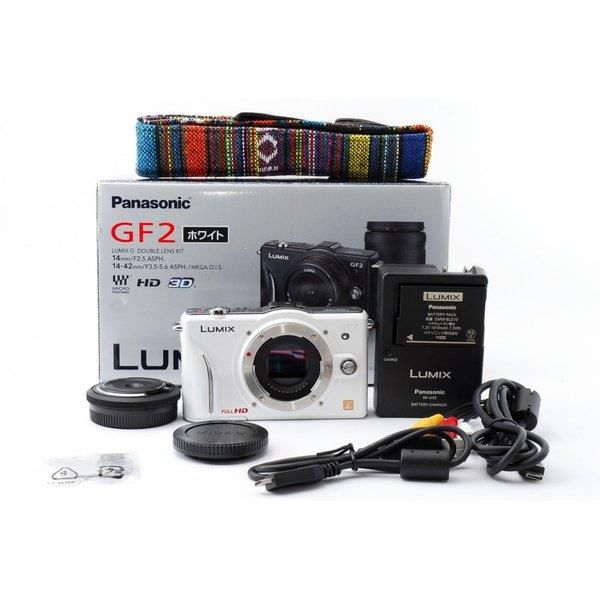 【中古】パナソニック Panasonic  DMC-GF2 レンズキット ホワイト 美品 手軽でも高機能  付きの通販は