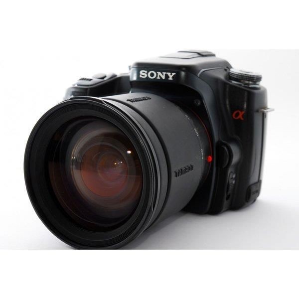 【中古】ソニー SONY α100 DSLR-A100 高倍率ズームレンズセット ブラック 美品 ストラップ付き