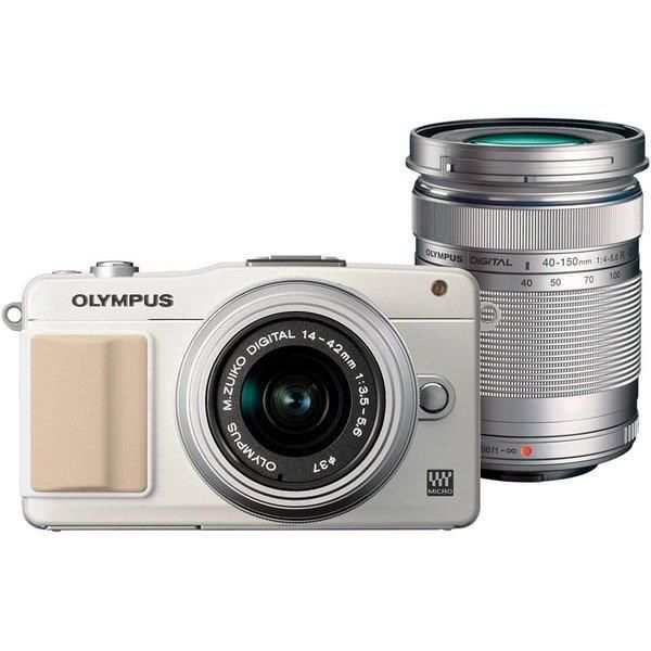 【中古】オリンパス OLYMPUS E-PM2 ダブルズームキット ホワイト SDカード付き