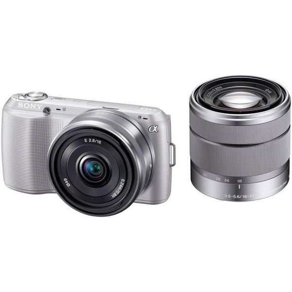 【中古】ソニー SONY NEX-C3 ダブルレンズキット シルバー NEX-C3D/S SDカード付き