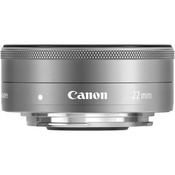 【中古】キヤノン Canon 単焦点広角レンズ EF-M22mm F2 STM シルバー ミラーレス一眼対応 EF-M222STMSL