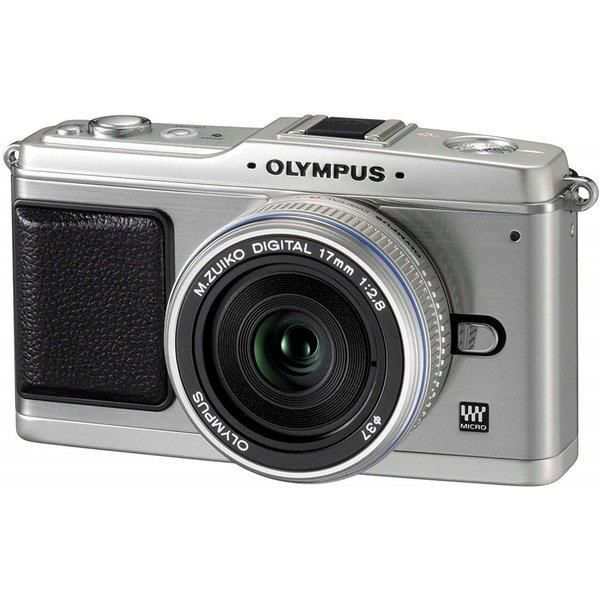 【中古】オリンパス OLYMPUS E-P1 パンケーキキット シルバー SDカード付き