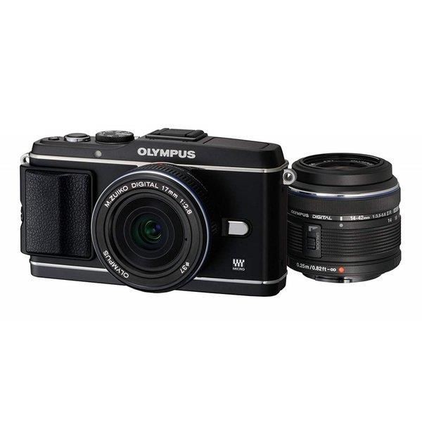 【中古】オリンパス OLYMPUS E-P3 ツインレンズキット ブラック SDカード付き