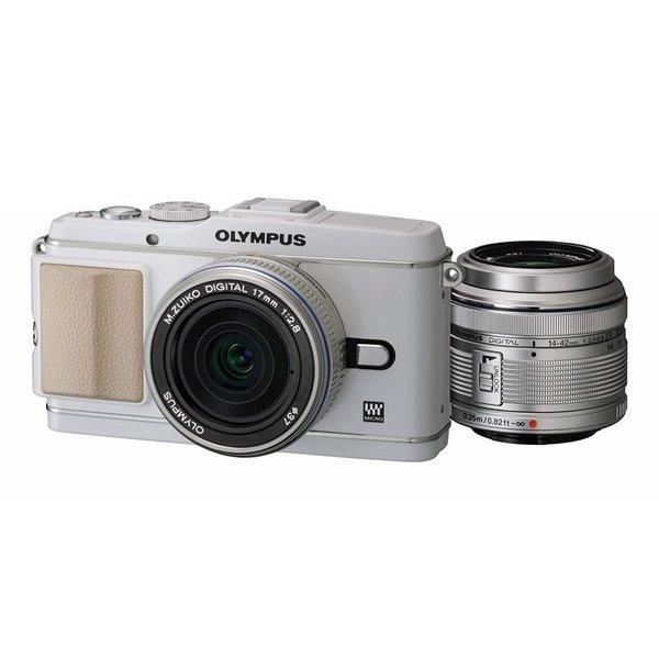 【中古】オリンパス OLYMPUS E-P3 ツインレンズキット ホワイト SDカード付き