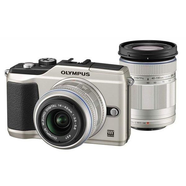 【中古】オリンパス OLYMPUS E-PL2 ダブルズームキット ゴールド SDカード付きの通販は