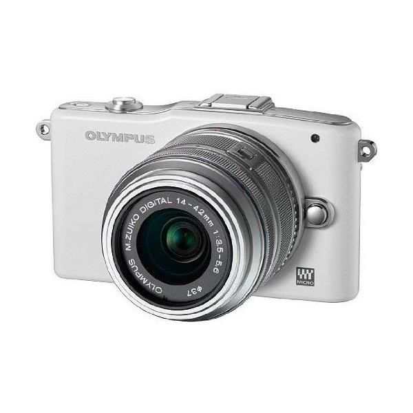 【中古】オリンパス OLYMPUS E-PM1 レンズキット ホワイト E-PM1 LKIT WHT SDカード付きの通販は